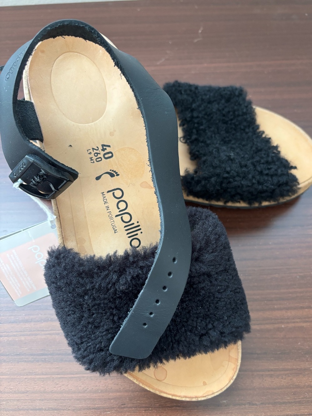 Birkenstock/Papillio Black Logo Stamped Natural Footbed